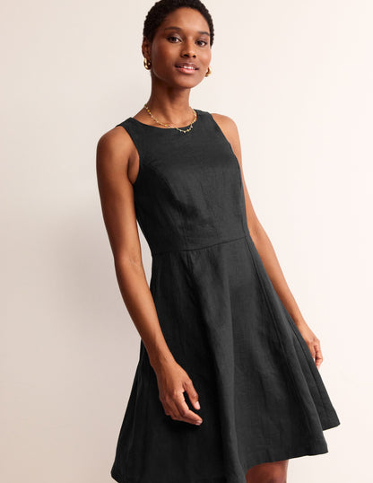 Carla Linen Short Dress-Black