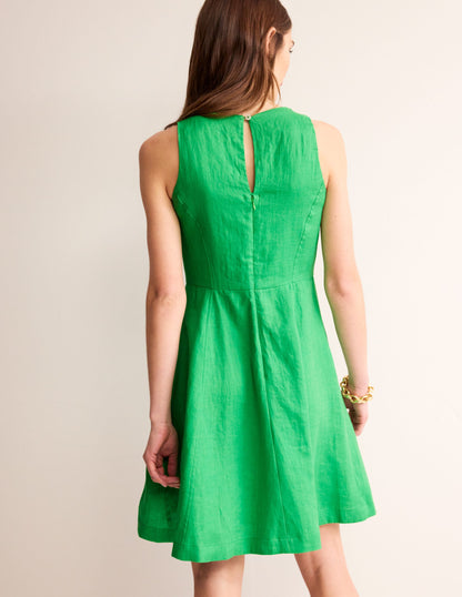 Carla Linen Short Dress-Kelly Green