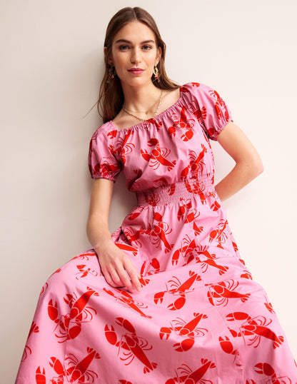 Amber Cotton Midi Dress-Cashmere Rose, Lobster