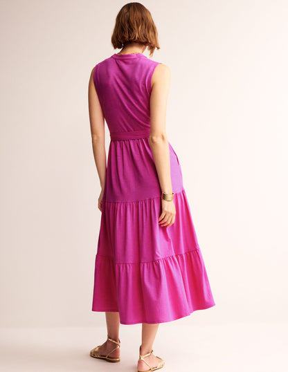 Naomi Notch Collar Maxi Dress-Rose Violet