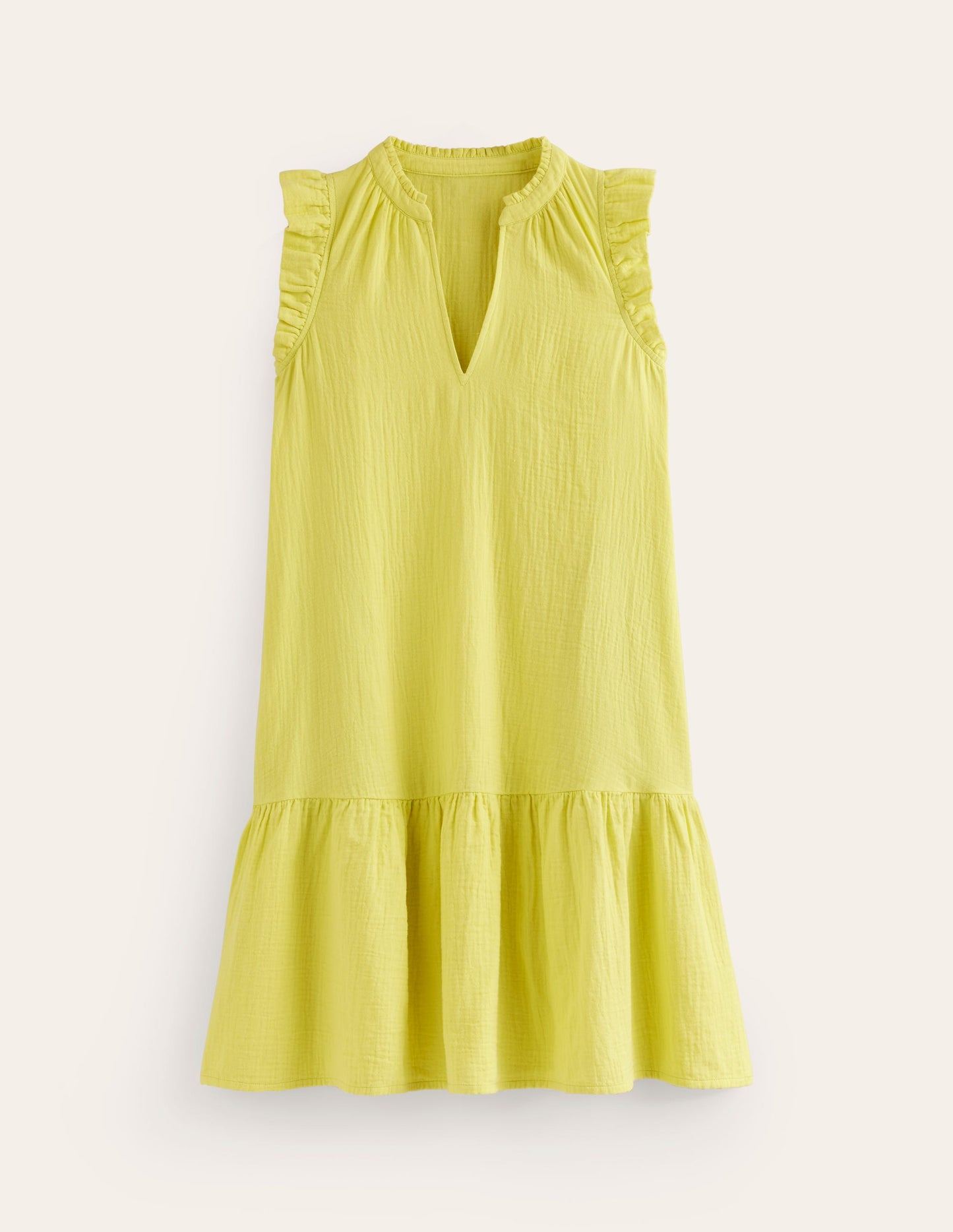 Daisy Double Cloth Short Dress-Citrus Yellow