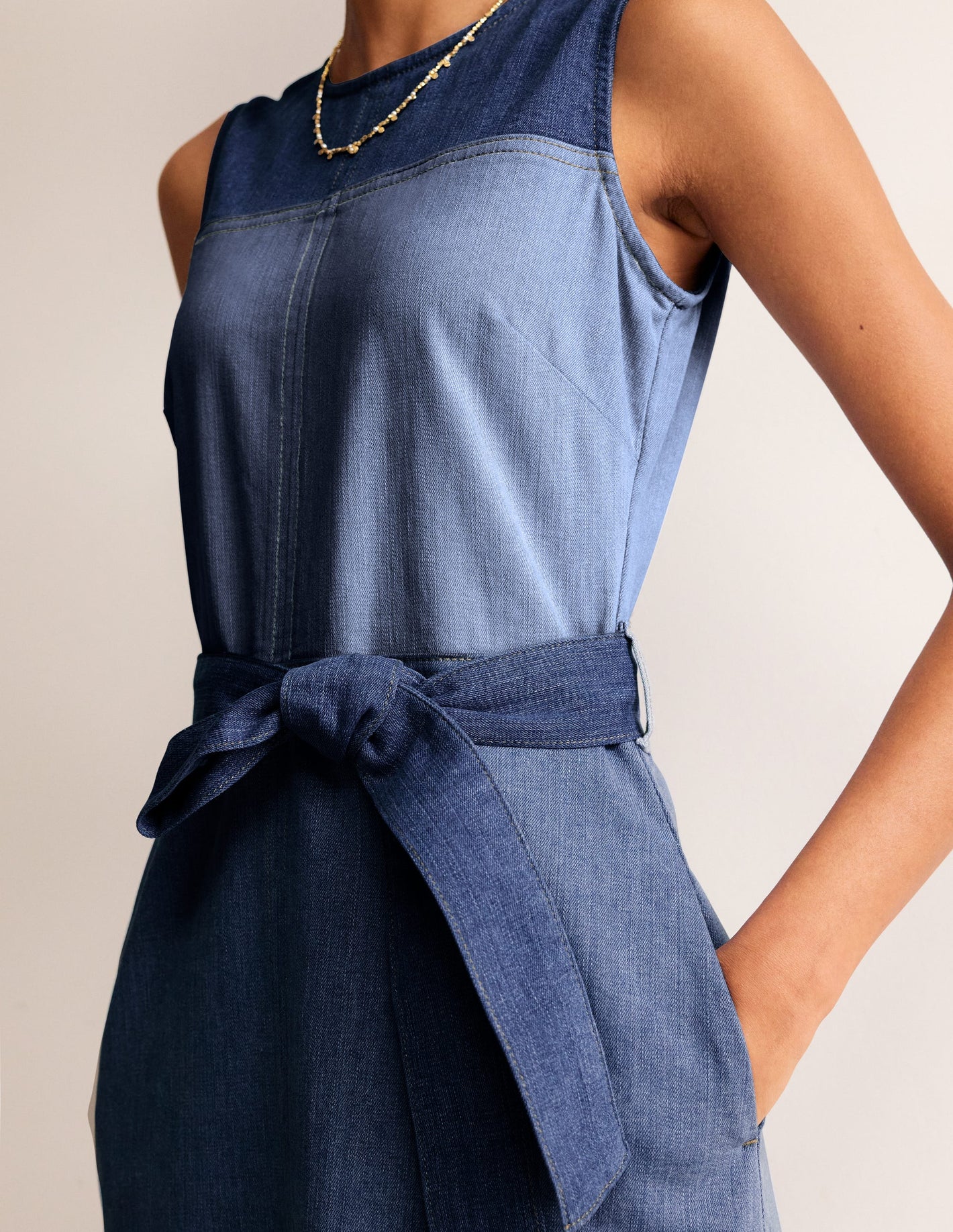 Hotch Denim Midi Dress-Hotched Denim