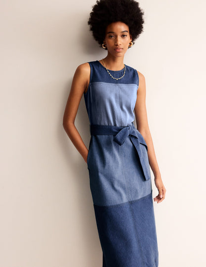 Hotch Denim Midi Dress-Hotched Denim