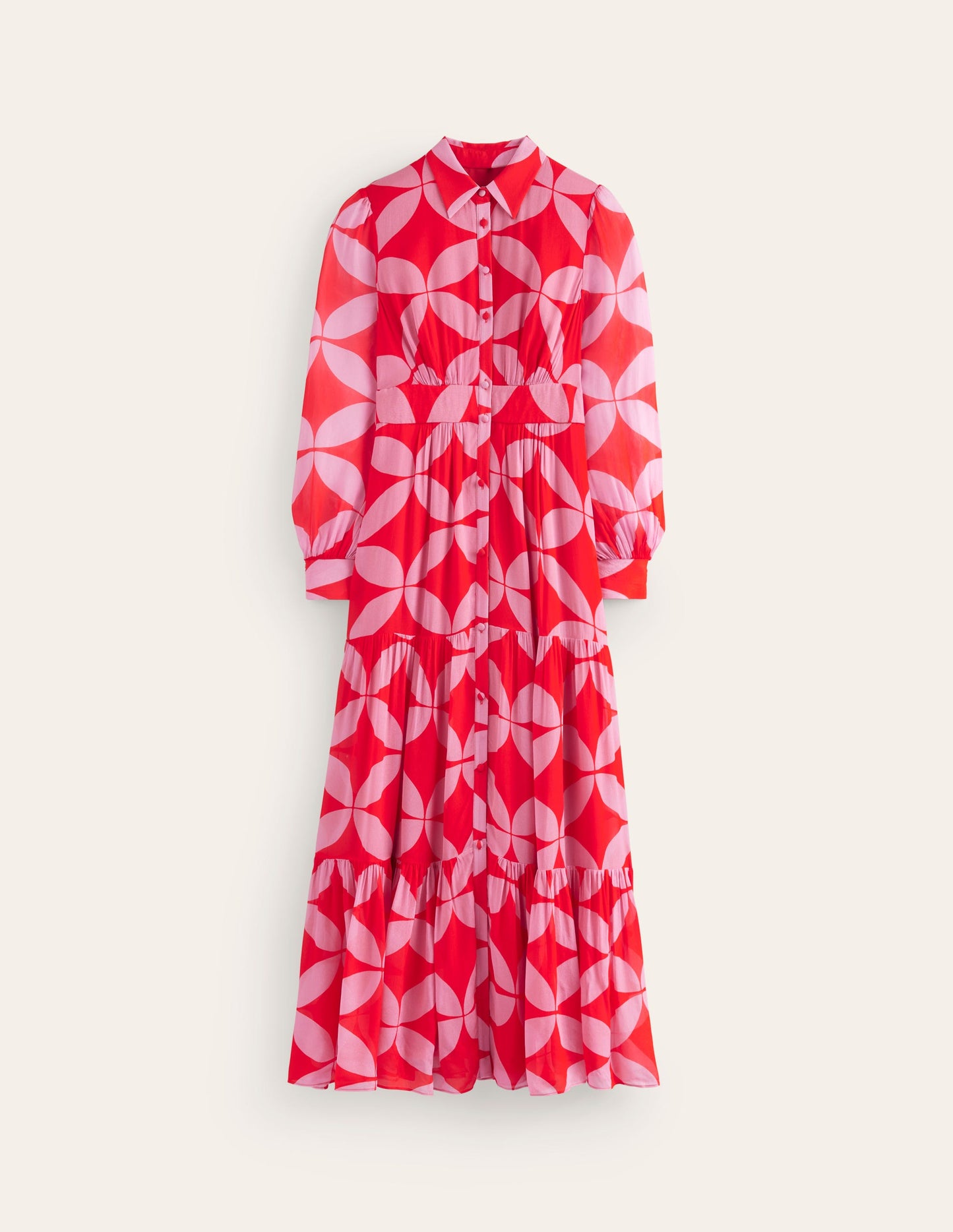 Occasion Maxi Shirt Dress-Flame Scarlet, Diamond Terrace