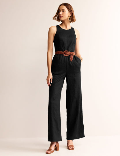 Carla Linen Jumpsuit-Black