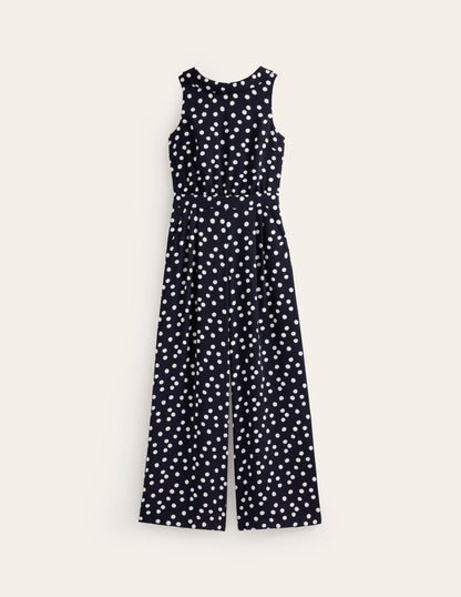 Clarissa Jumpsuit-Navy, Abstract Dot