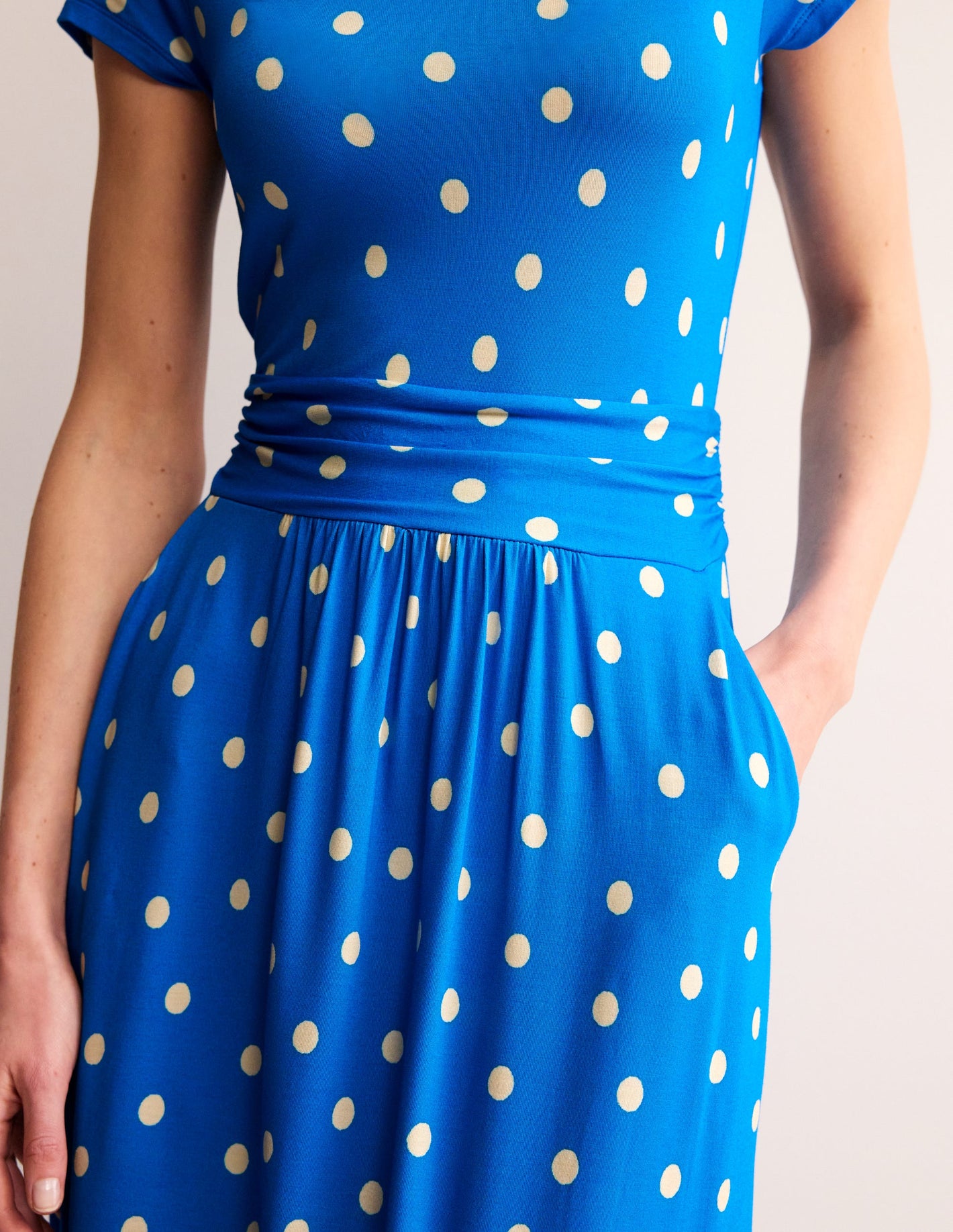 Amelie Jersey Midi Dress-Blue, Scattered Brand Spot