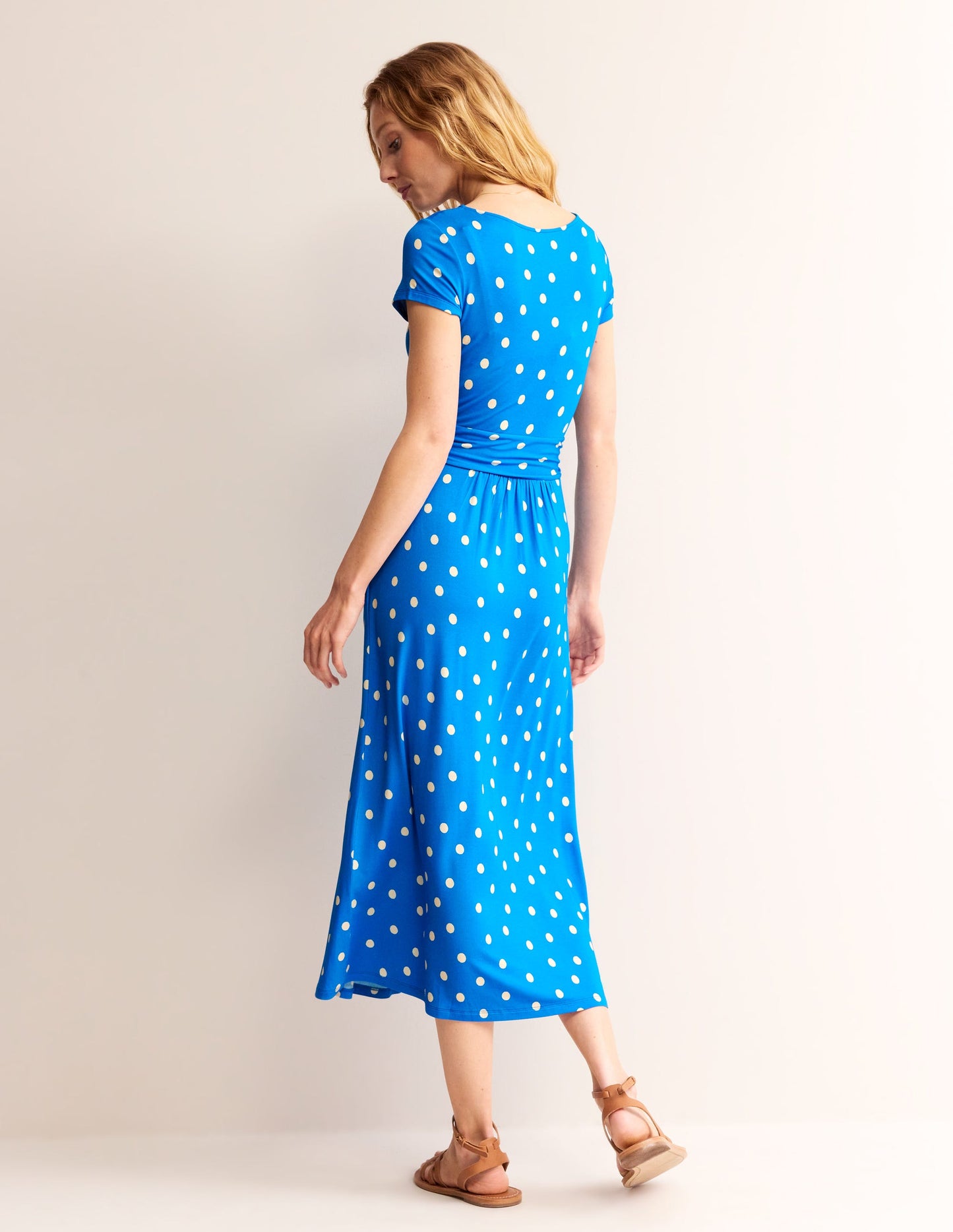 Amelie Jersey Midi Dress-Blue, Scattered Brand Spot