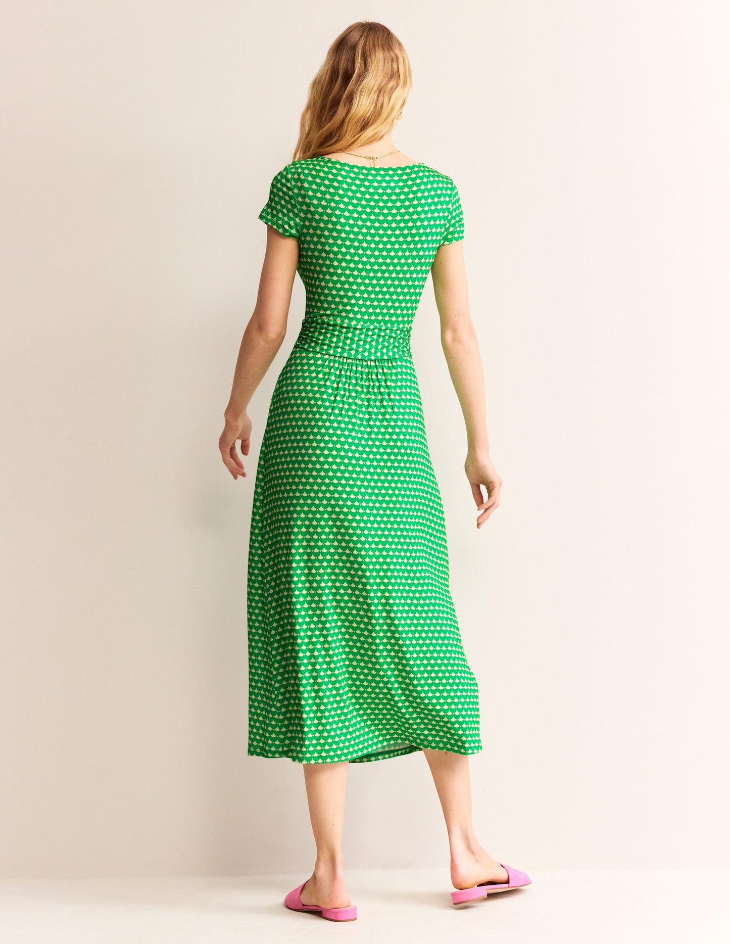 Amelie Jersey Midi Dress-Kelly Green, Crescent Stamp