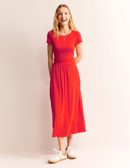 Amelie Jersey Midi Dress-Poppy Red