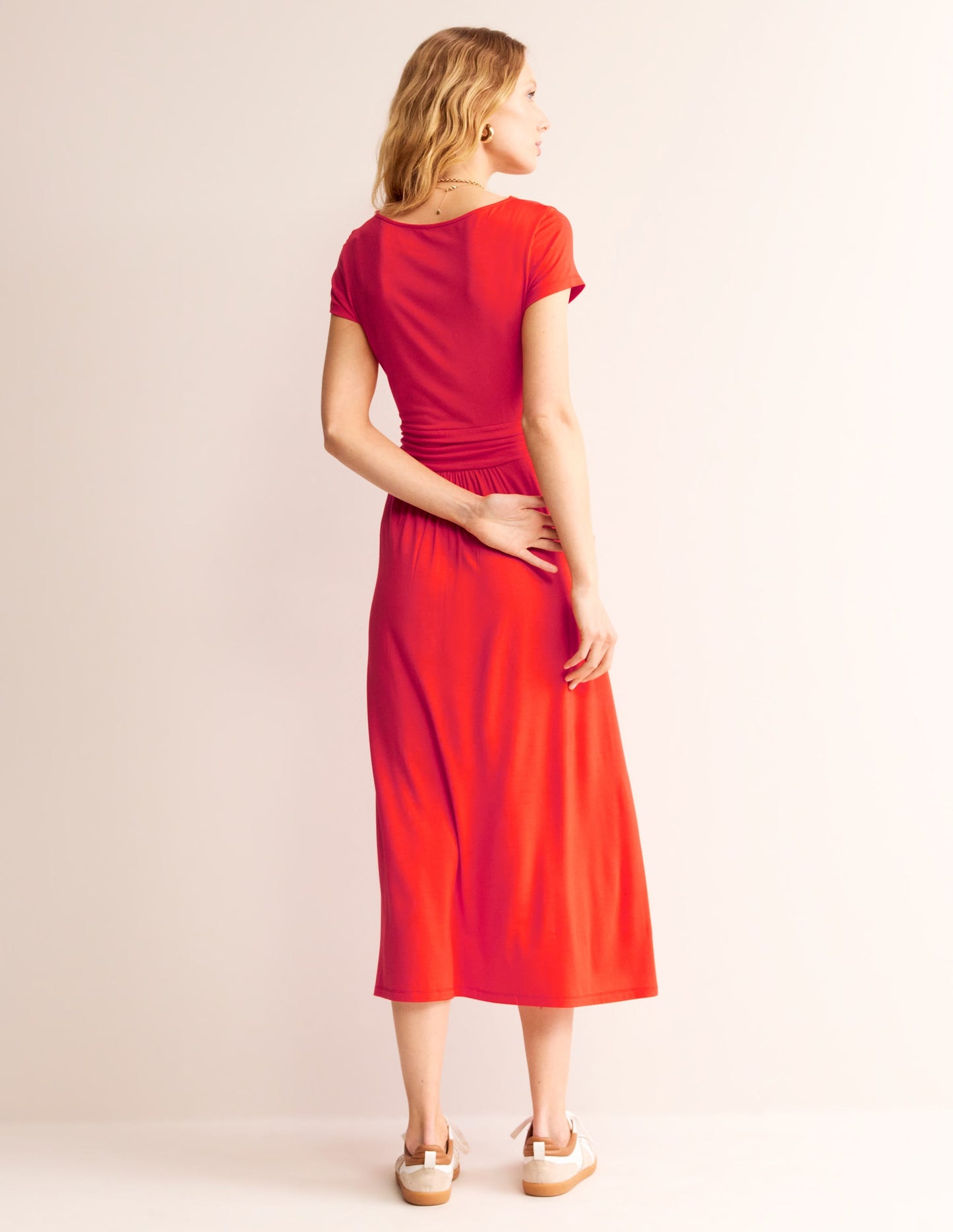 Amelie Jersey Midi Dress-Poppy Red