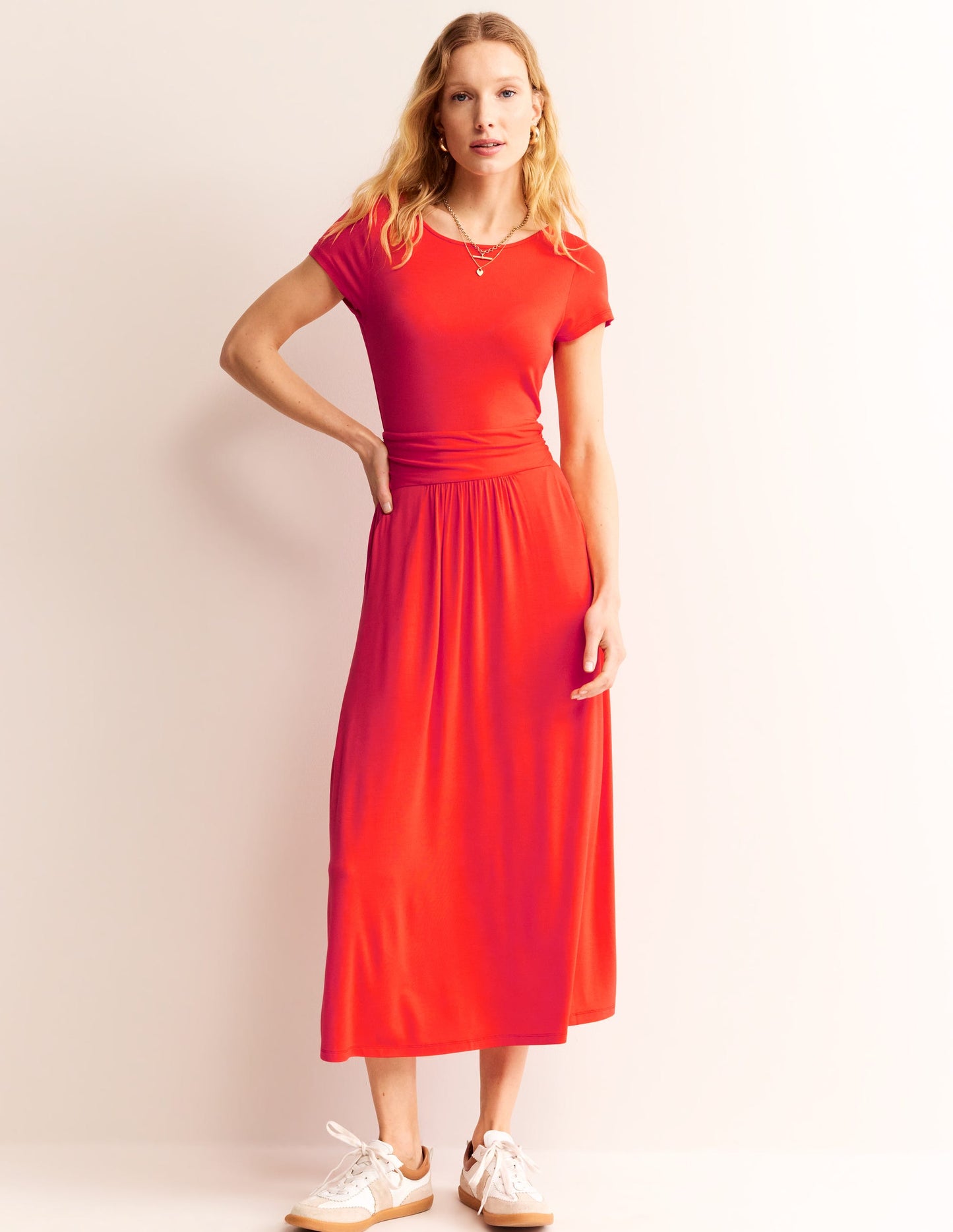 Amelie Jersey Midi Dress-Poppy Red