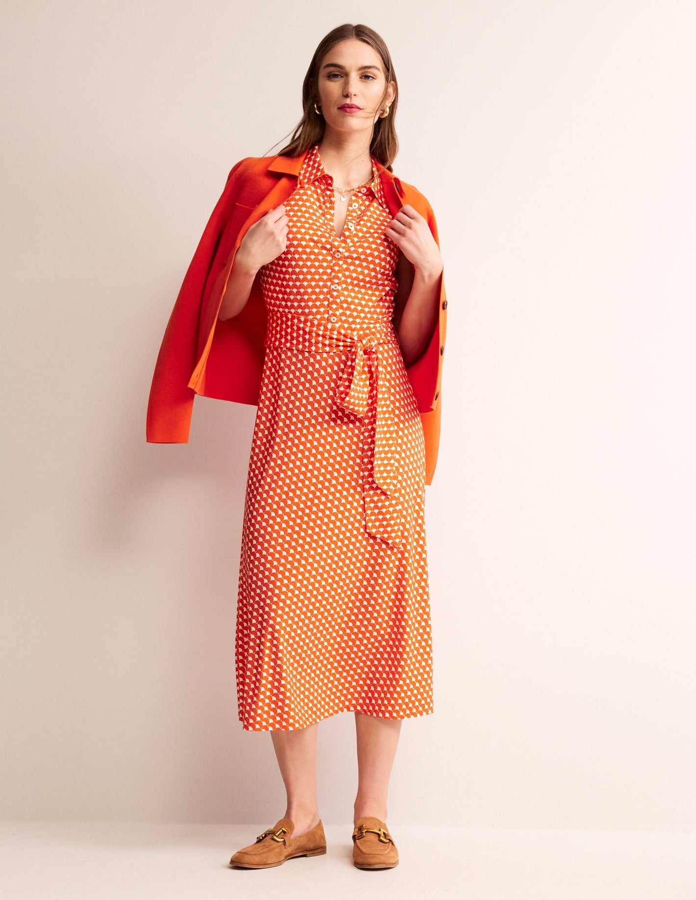 Laura Sleeveless Shirt Dress-Mandarin, Crescent Stamp