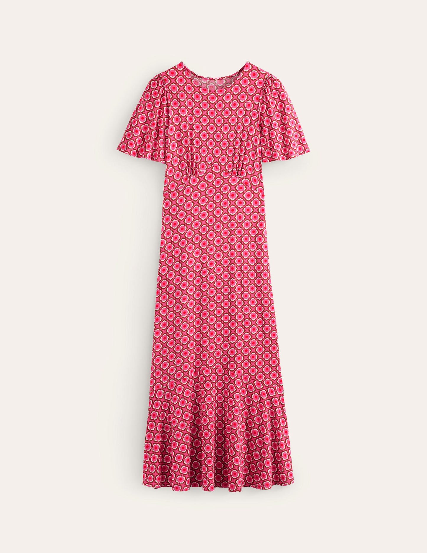 Felicity Jersey Midi Tea Dress-Sangria Sunset, Geo Pome