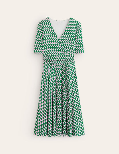 Kassidy Jersey Midi Dress-Green Tambourine, Polka Wave