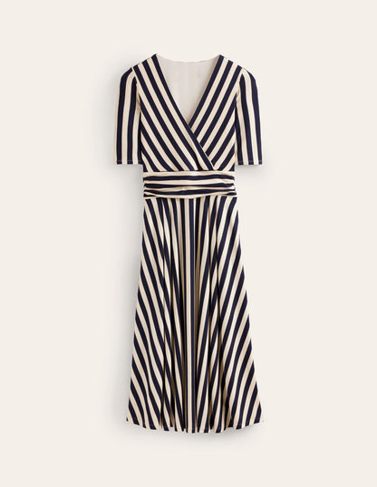 Kassidy Jersey Midi Dress-French Navy, Ivory Stripe