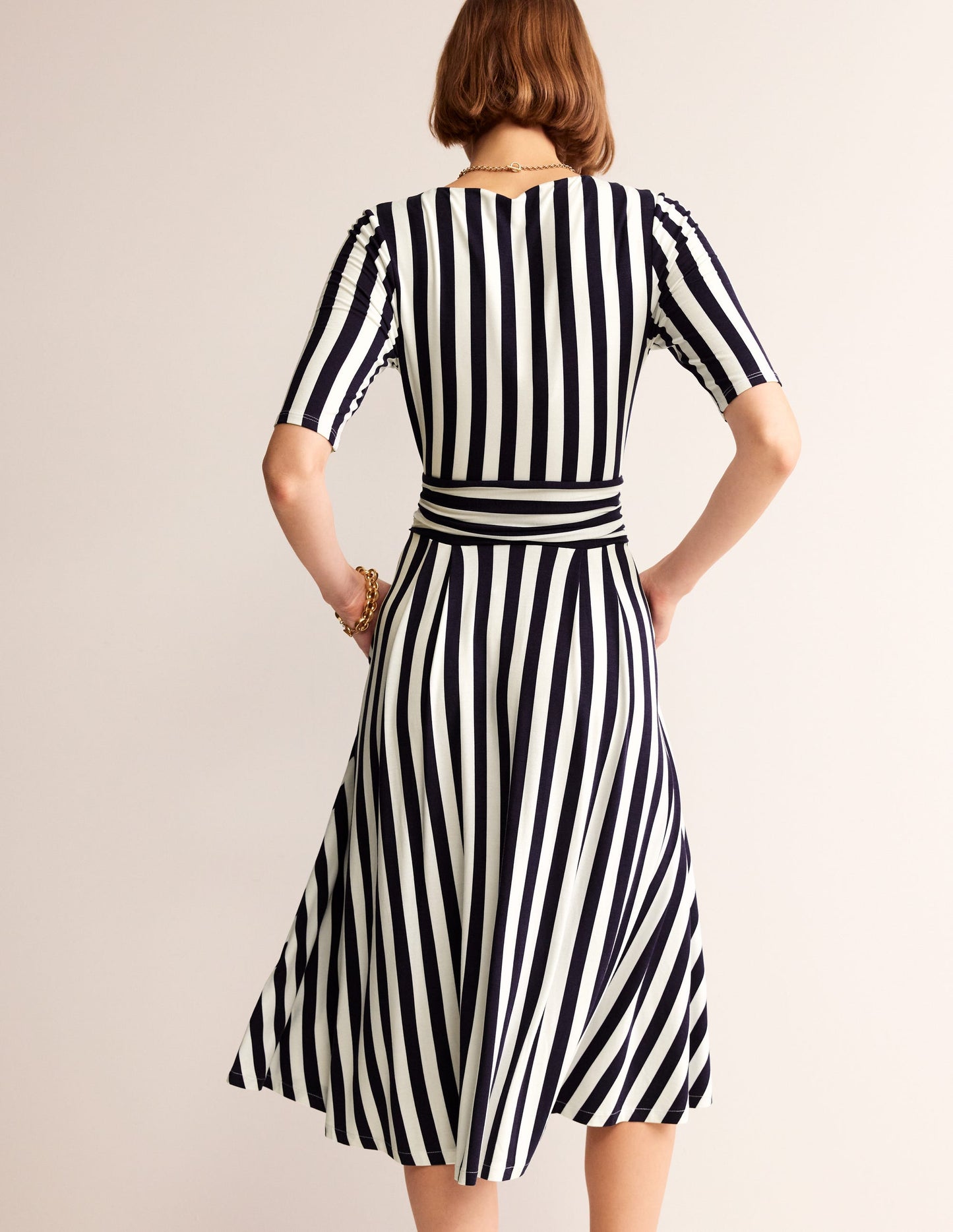 Kassidy Jersey Midi Dress-French Navy, Ivory Stripe