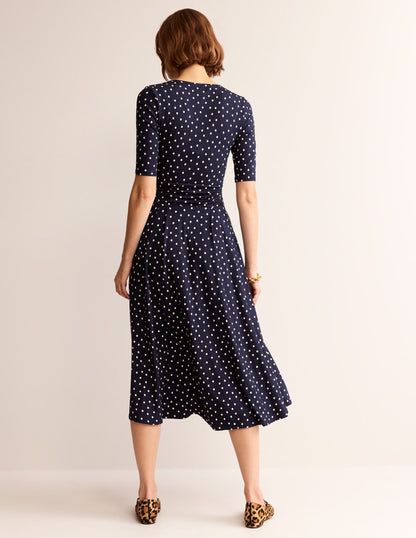 Kassidy Jersey Midi Dress-Navy, Scattered Brand Spot