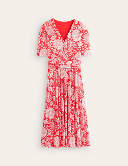 Kassidy Jersey Midi Dress-Poppy Red, Gardenia Swirl