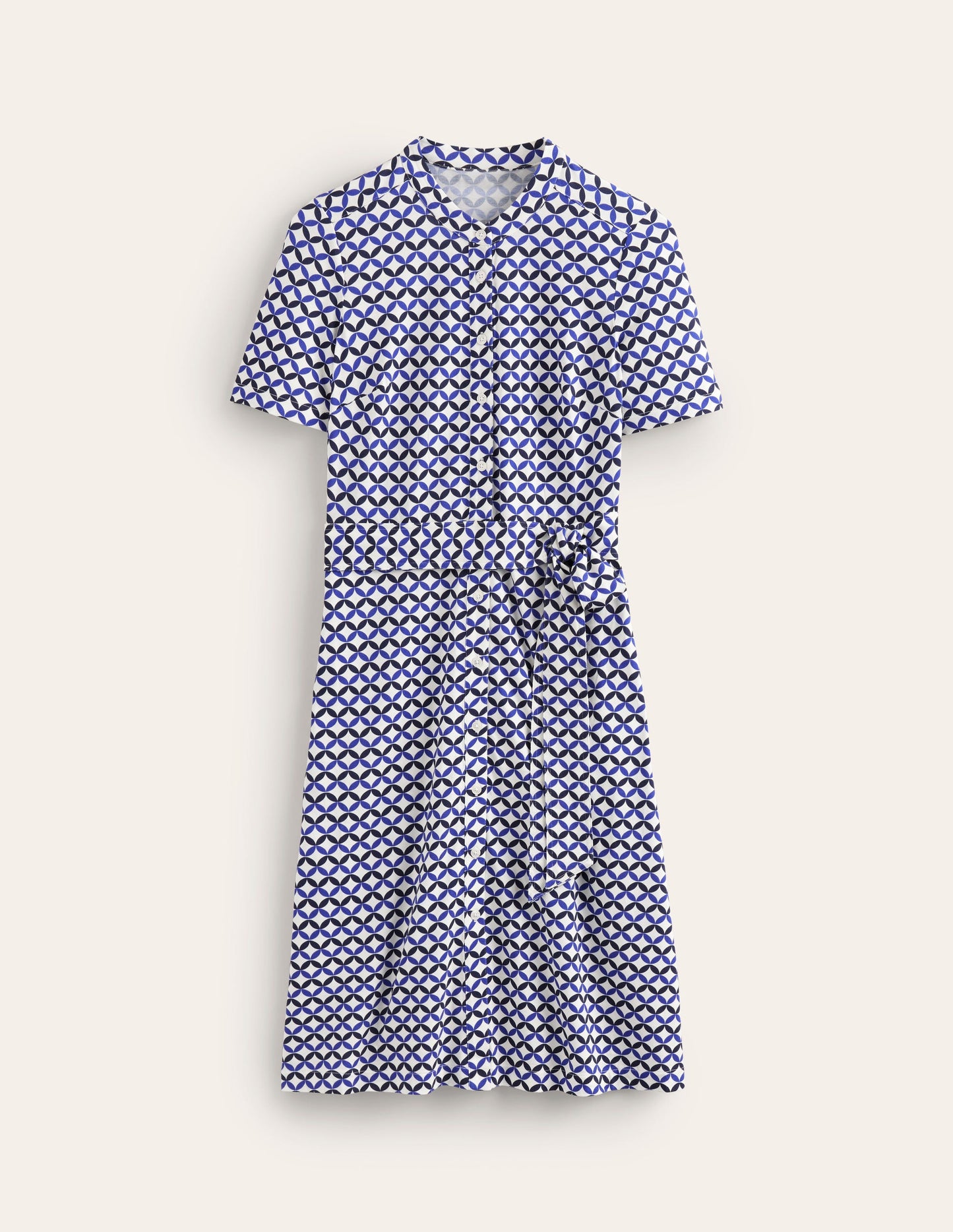 Julia Short Sleeve Shirt Dress-Ivory, Diamond Terrace