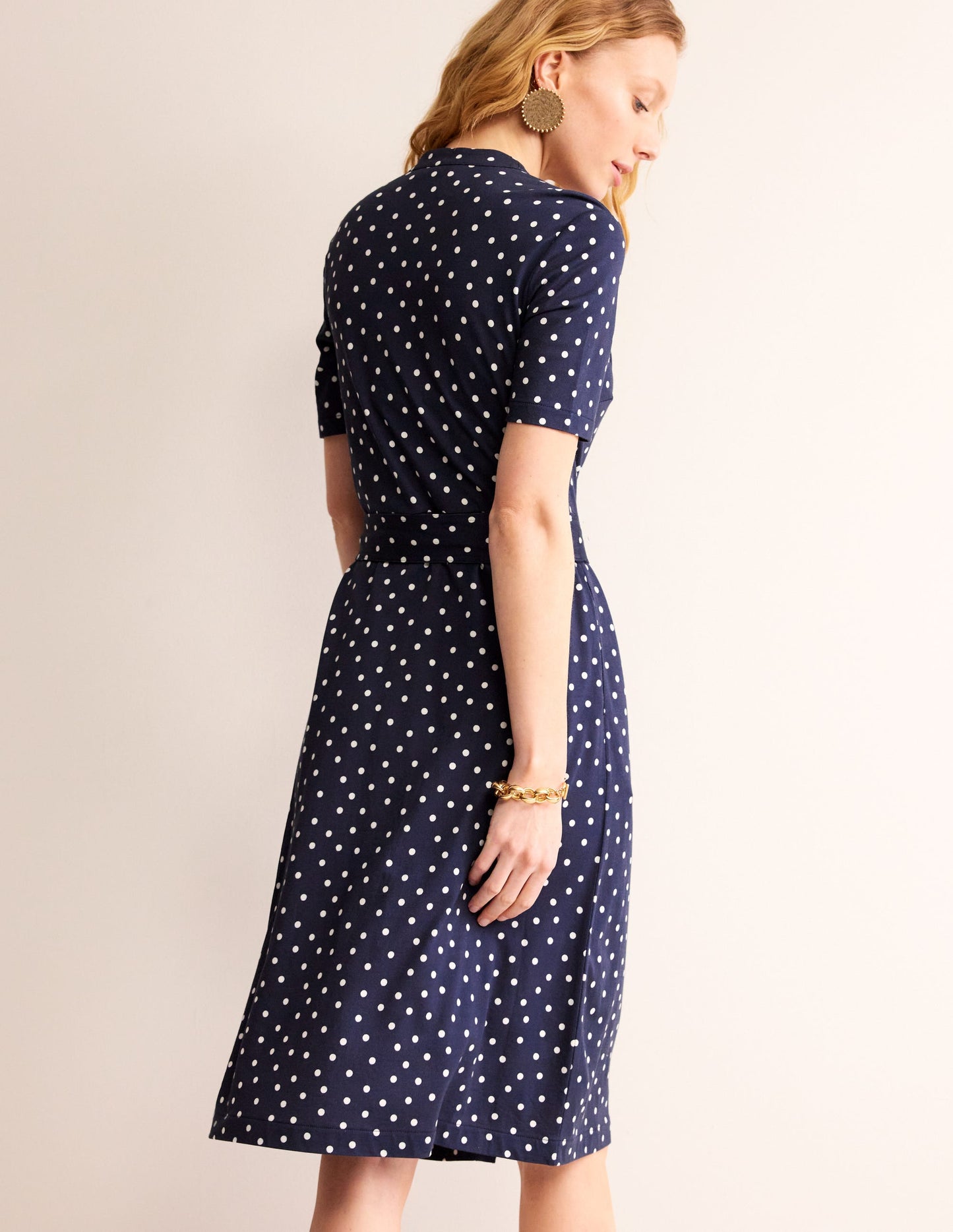 Julia Short Sleeve Shirt Dress-Navy, Scattered Brand Spot