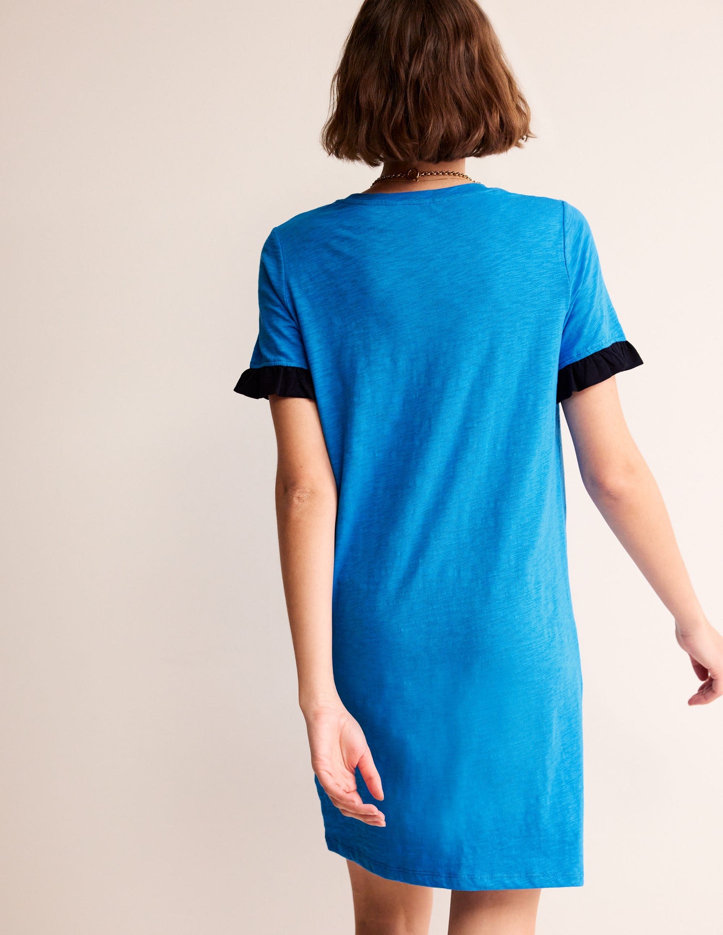 Emily Ruffle Cotton Dress-Brilliant Blue