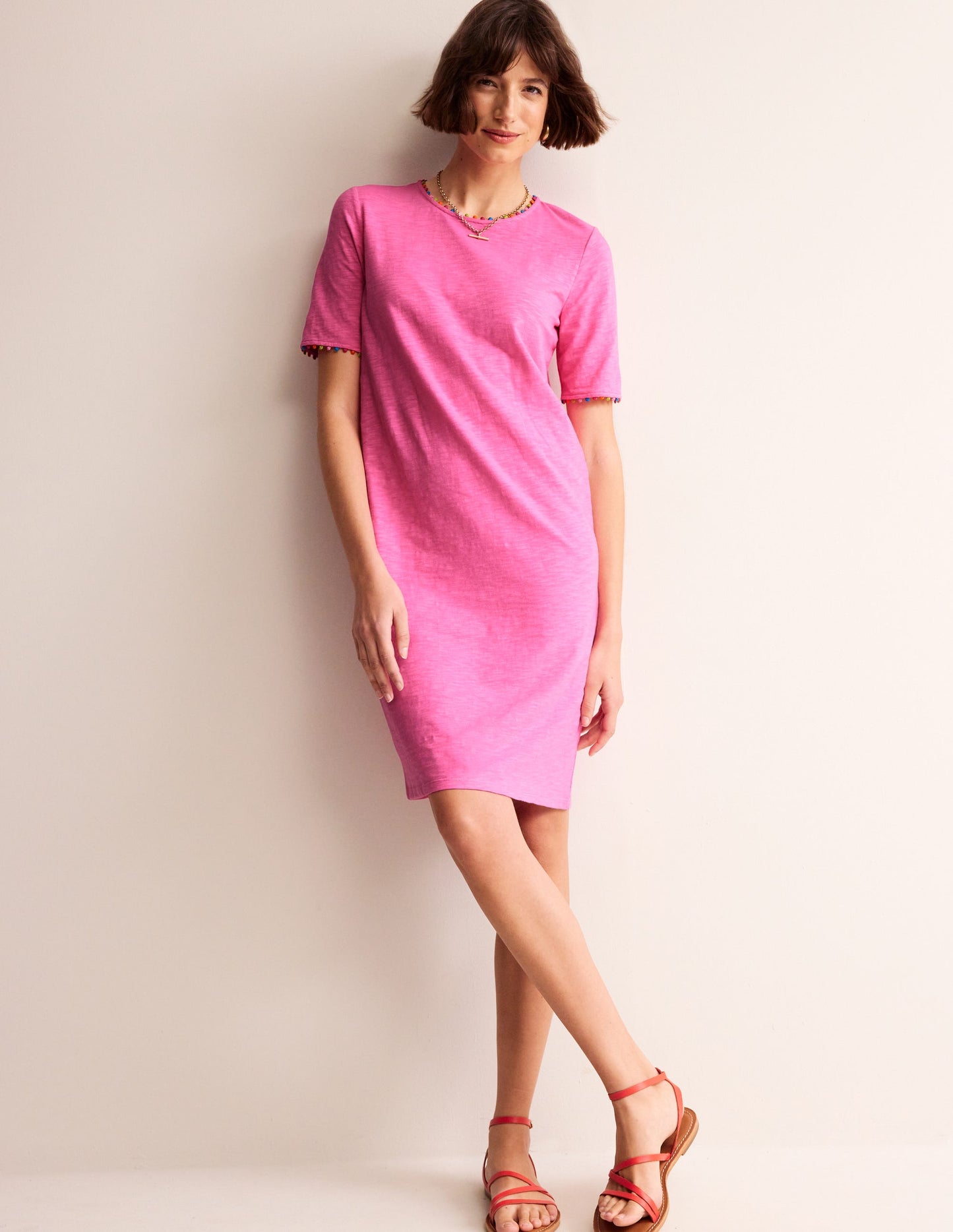 Ali Pom Sleeve Dress-Sangria Sunset