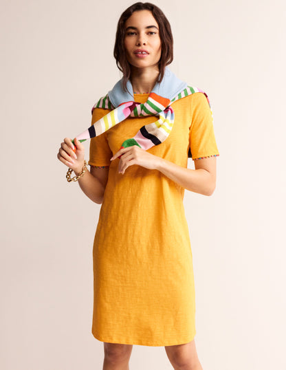 Ali Pom Sleeve Dress-Artisan's Gold