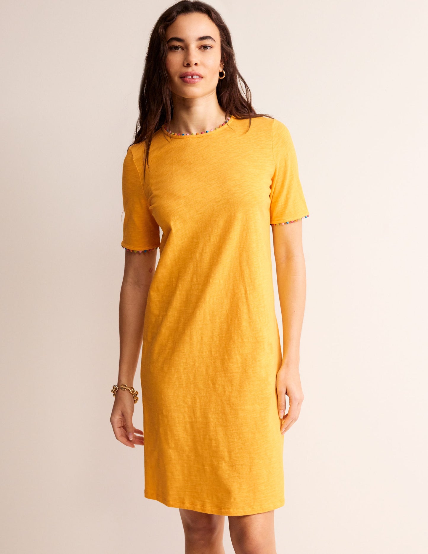 Ali Pom Sleeve Dress-Artisan's Gold