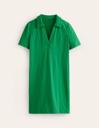 Ingrid Polo Cotton Dress-Green Tambourine