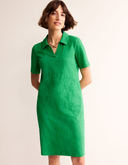 Ingrid Polo Cotton Dress-Green Tambourine