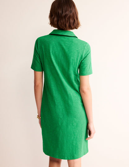 Ingrid Polo Cotton Dress-Green Tambourine