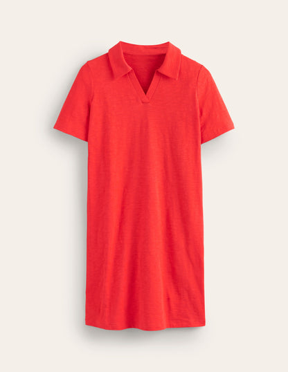 Ingrid Polo Cotton Dress-Poppy Red