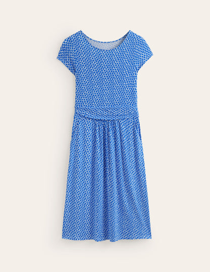 Amelie Jersey Dress-Brilliant Blue, Daisy Bud