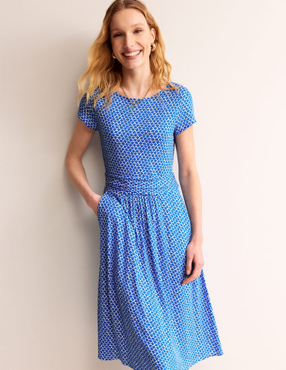 Amelie Jersey Dress-Brilliant Blue, Daisy Bud