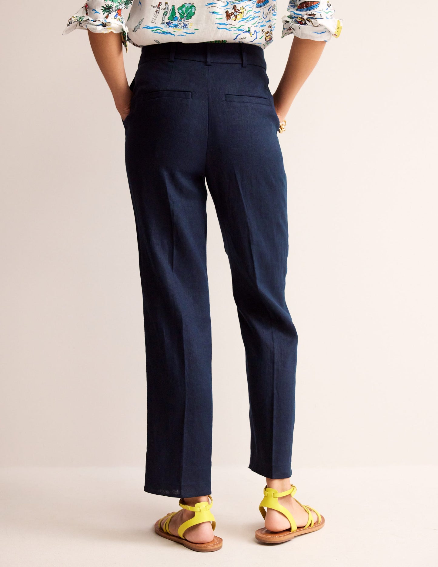 Kew Linen Trousers-Navy