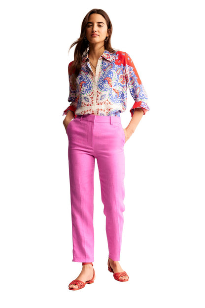 Kew Linen Trousers-Sangria Sunset