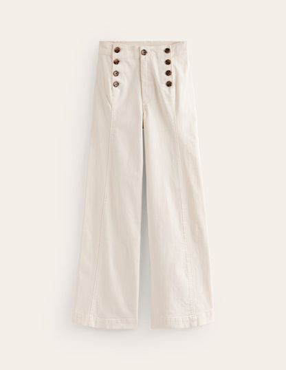 Sailor Wide Leg Trousers-Ecru