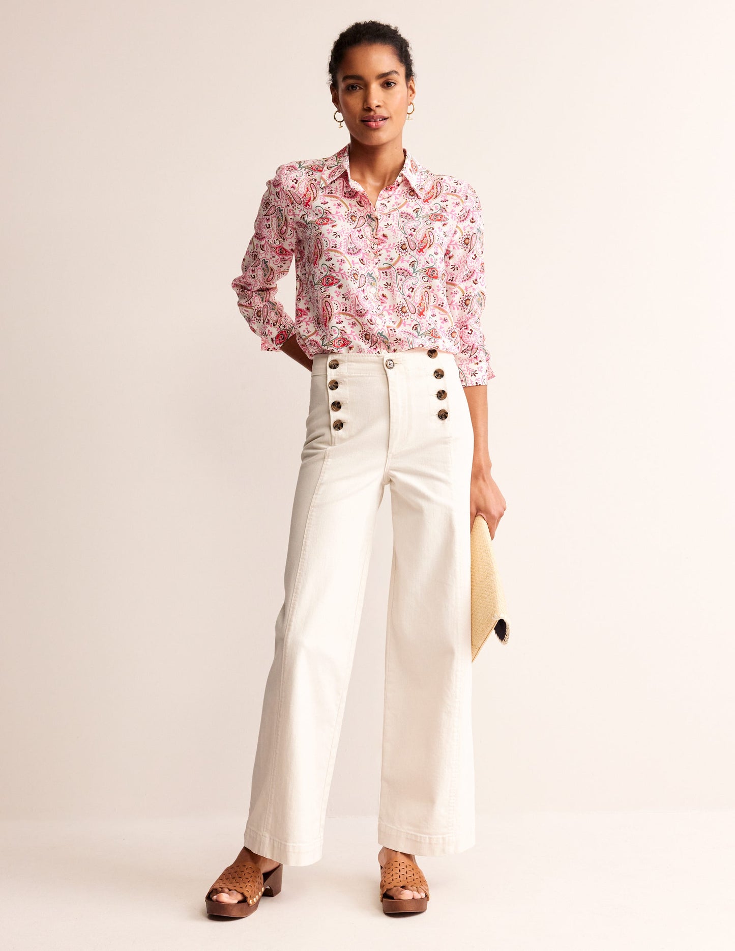 Sailor Wide Leg Trousers-Ecru