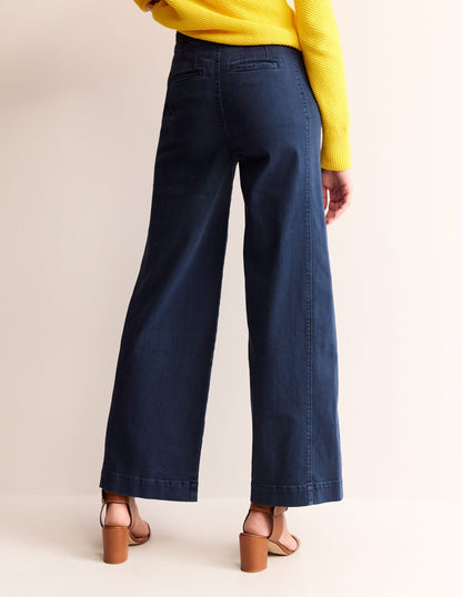 Sailor Wide Leg Trousers-Navy