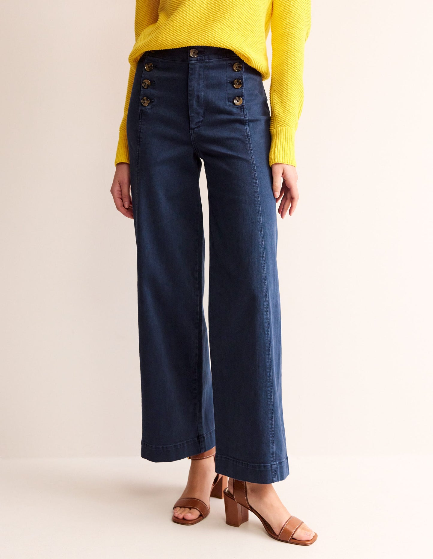 Sailor Wide Leg Trousers-Navy