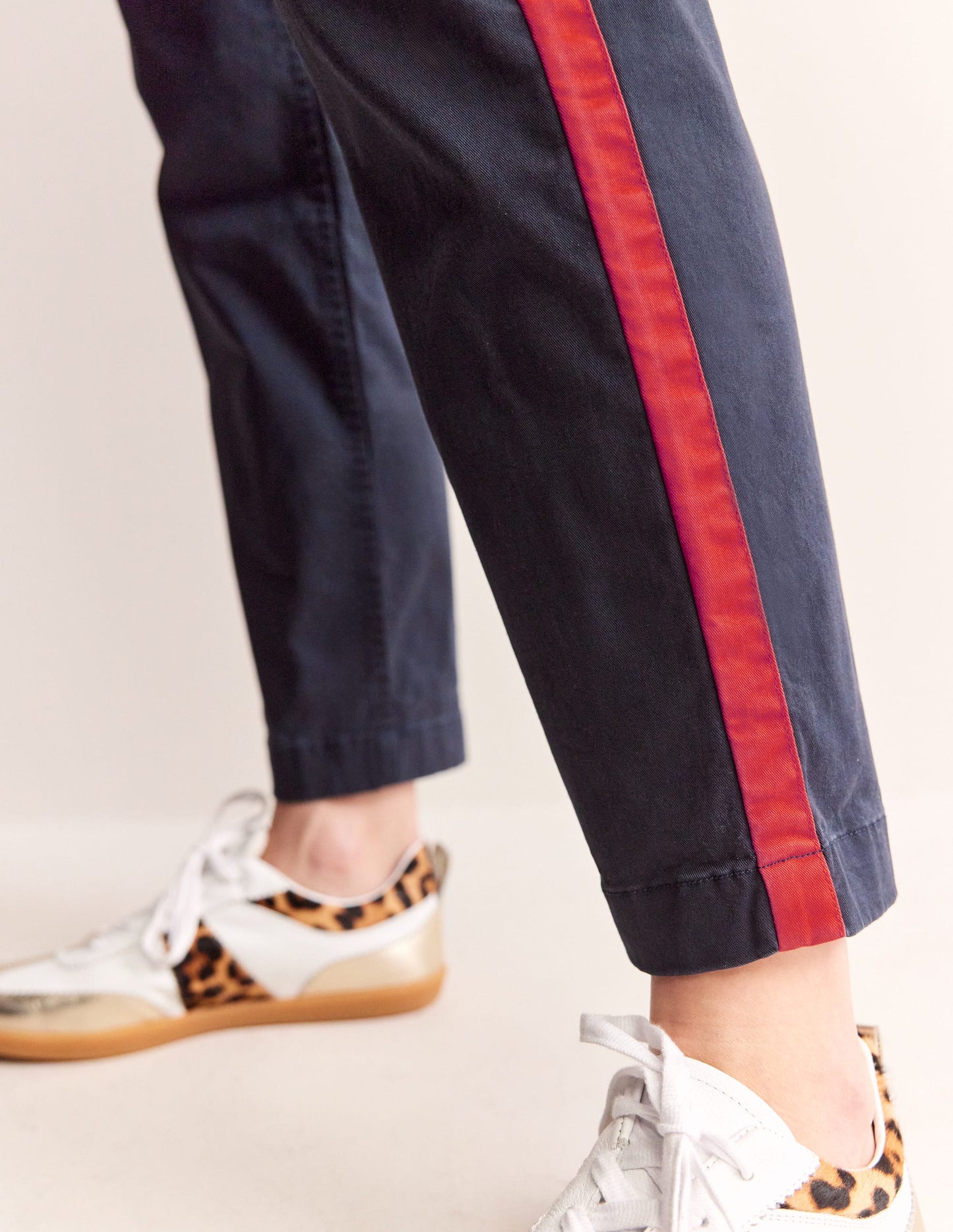 Barnsbury Chino Trousers-Navy Side Stripe