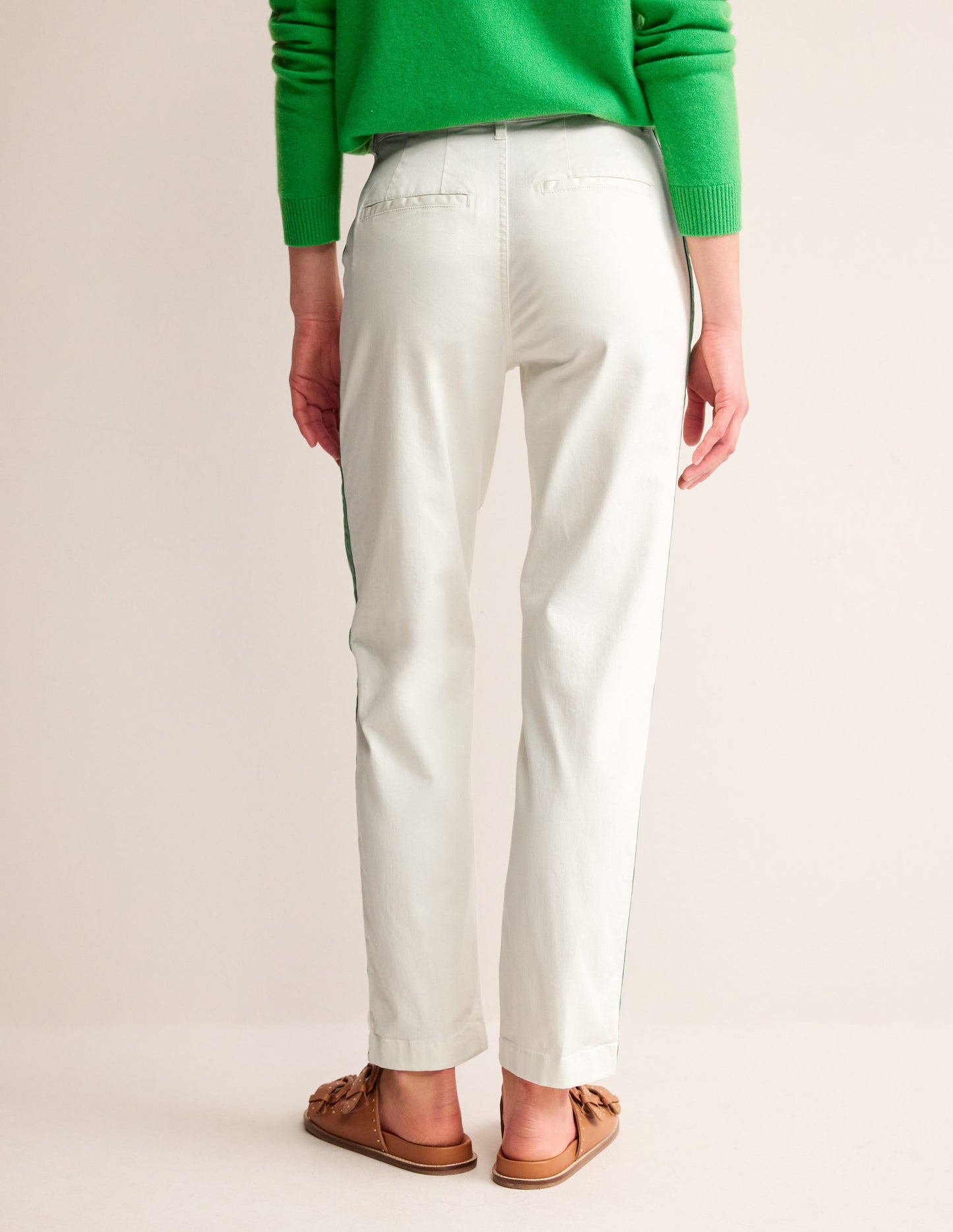 Barnsbury Chino Trousers-Ivory Side Stripe