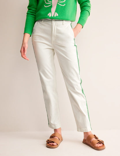 Barnsbury Chino Trousers-Ivory Side Stripe