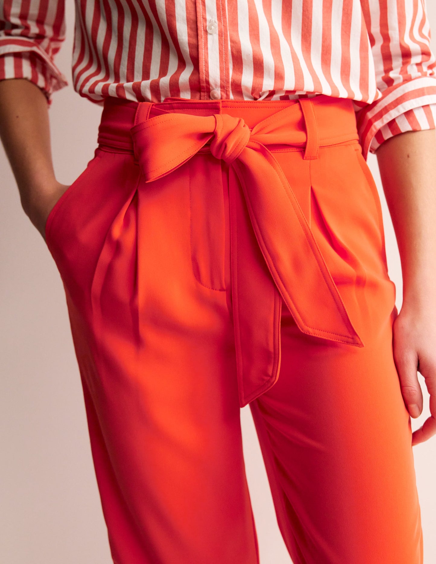 Tapered Tie Waist Trousers-Fiesta