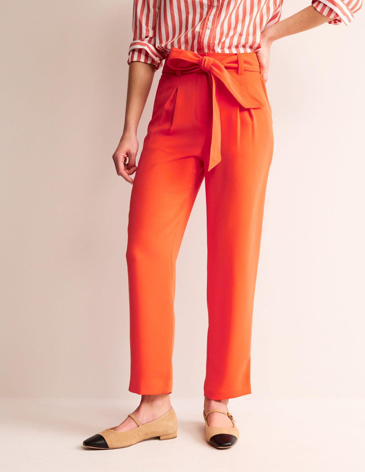 Tapered Tie Waist Trousers-Fiesta