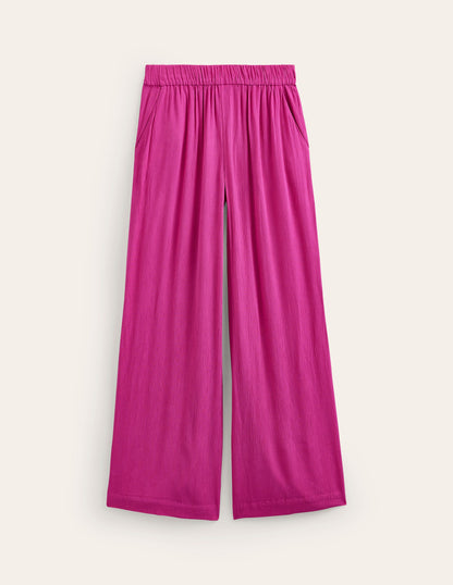 Crinkle Wide Trousers-Phlox Pink