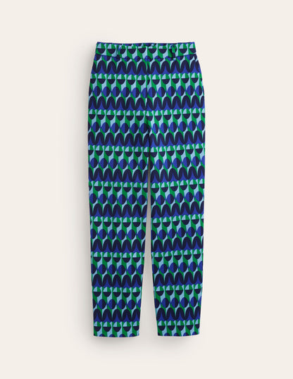 Kew Printed Trousers-Blue, Abstract Illusion