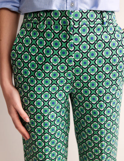 Kew Printed Trousers-Ming Green, Geo Pome