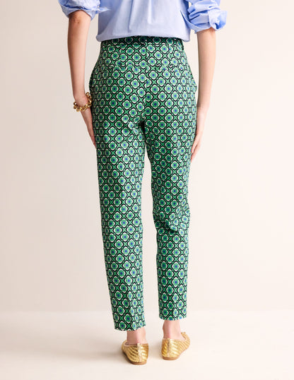 Kew Printed Trousers-Ming Green, Geo Pome